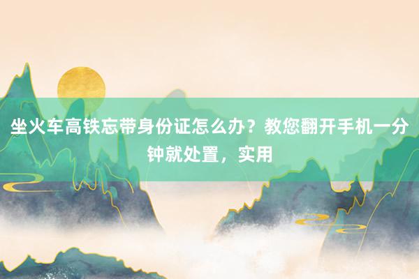 坐火车高铁忘带身份证怎么办？教您翻开手机一分钟就处置，实用