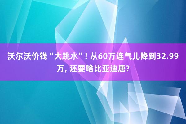 沃尔沃价钱“大跳水”! 从60万连气儿降到32.99万, 还要啥比亚迪唐?