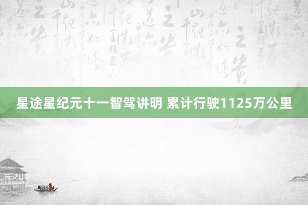 星途星纪元十一智驾讲明 累计行驶1125万公里