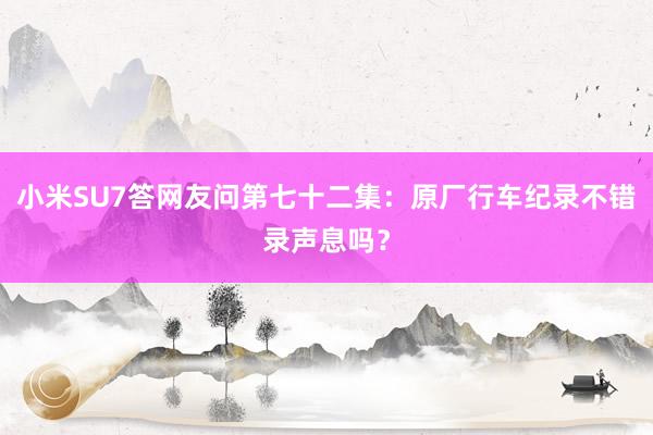 小米SU7答网友问第七十二集：原厂行车纪录不错录声息吗？