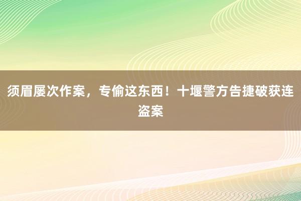 须眉屡次作案，专偷这东西！十堰警方告捷破获连盗案