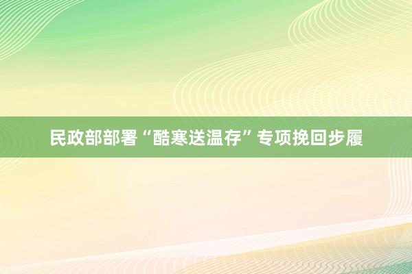 民政部部署“酷寒送温存”专项挽回步履